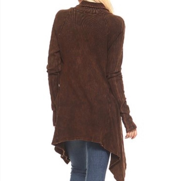 Zulily Rusty Brown Snap-Front Sidetail Cardigan - Picture 2 of 6
